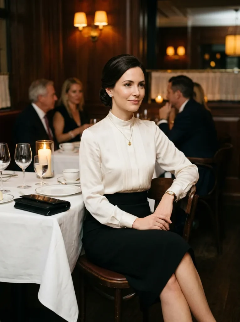 Silk Blouse with a Pencil Skirt