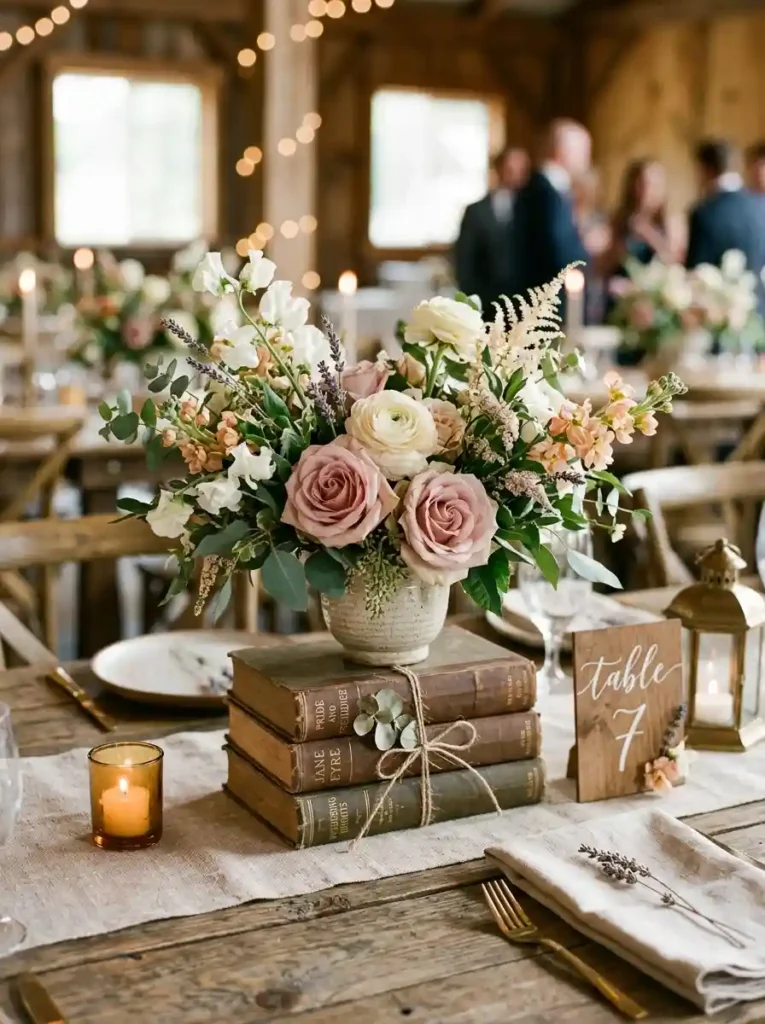 Vintage Books and Floral Stacks