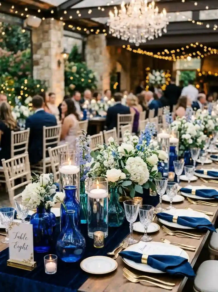  Blue Glass Vases and Candle Decor