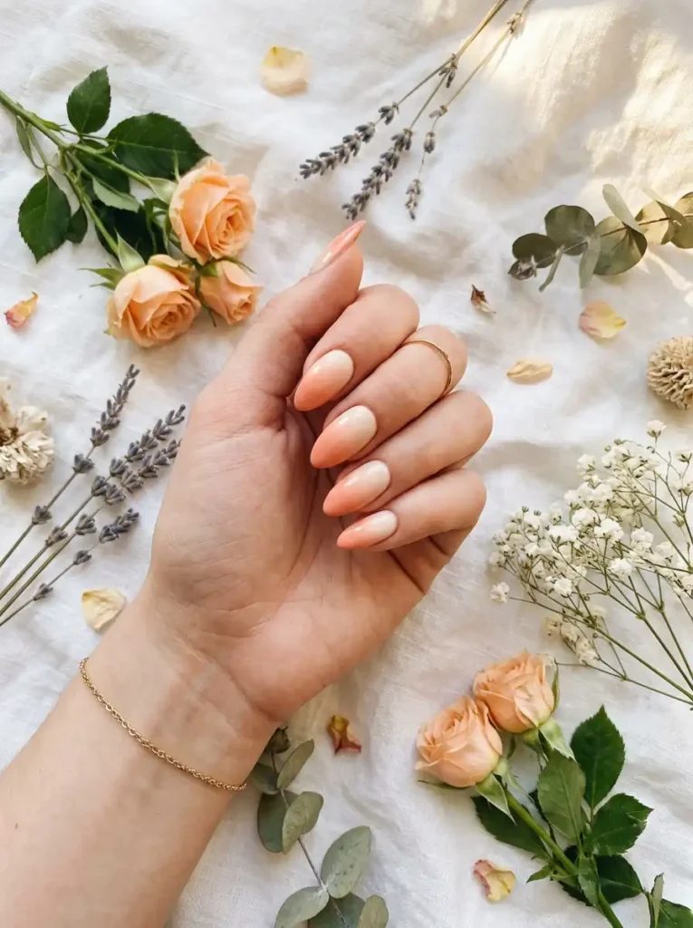 Peach and Cream Ombre Nail