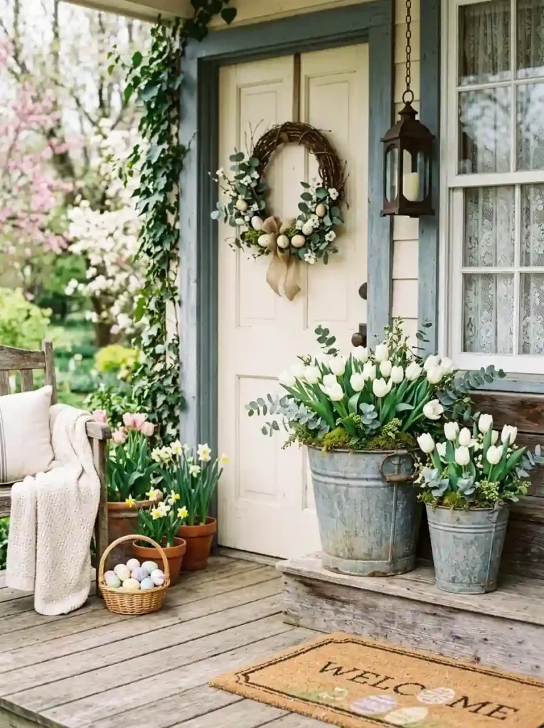 White Tulip Galvanized Buckets