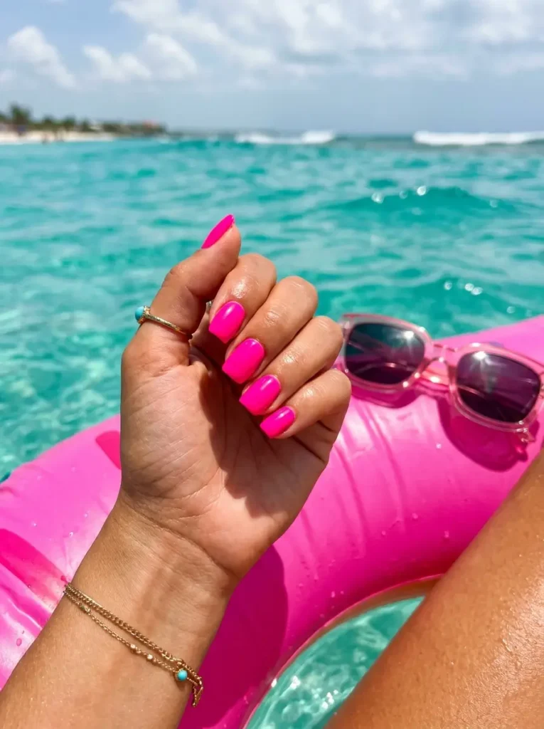 Neon Pink Vacation Nails