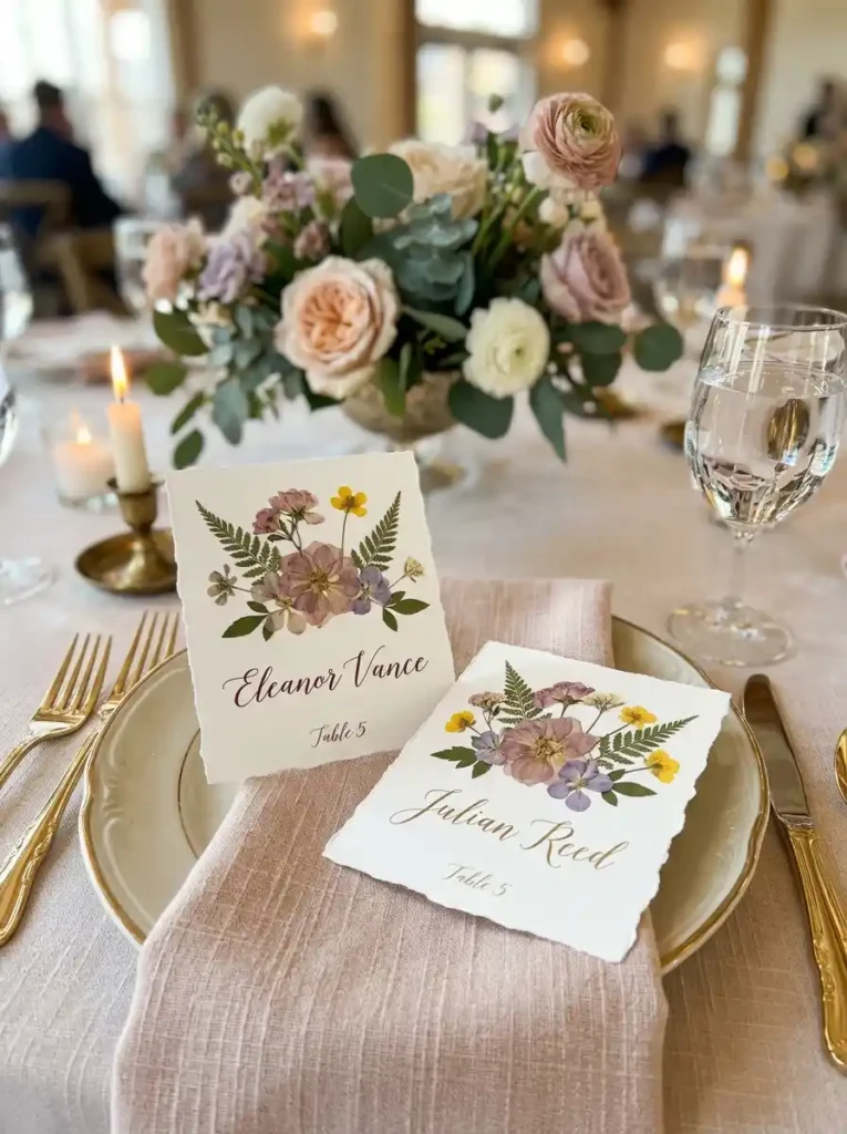 Pressed Flower Place Cards