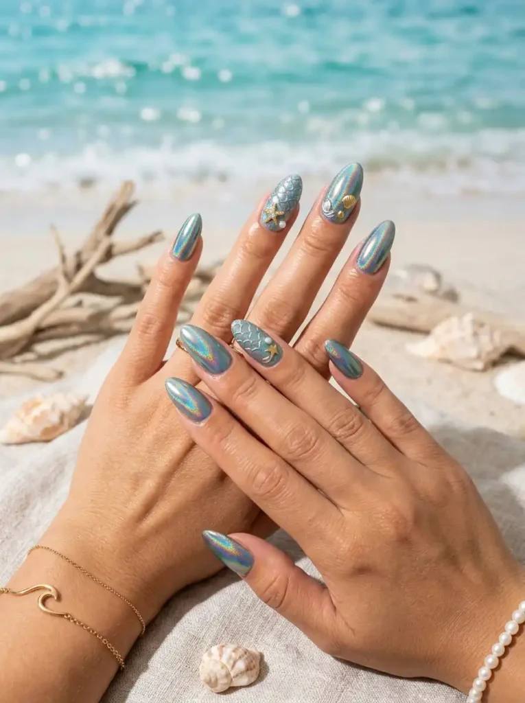 Mermaid Chrome Nails