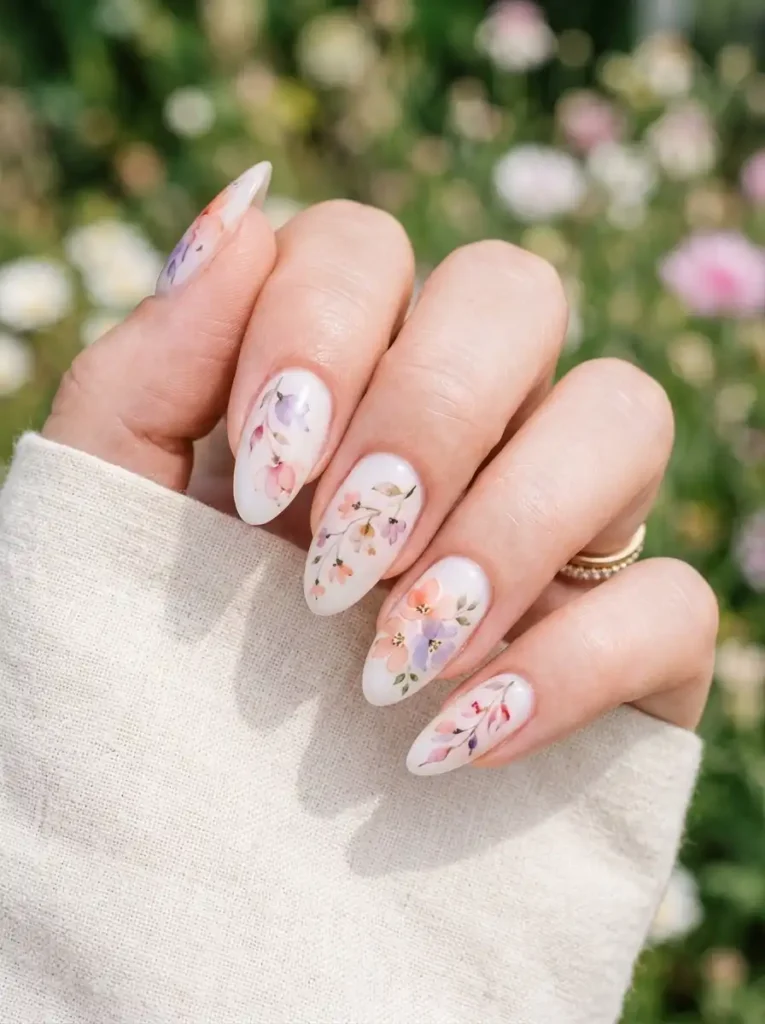 Watercolor Floral Nail Art