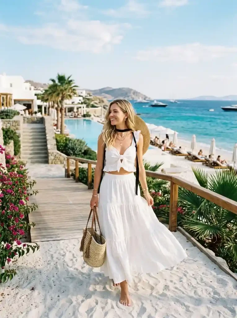 All-White Beach Glam Look
