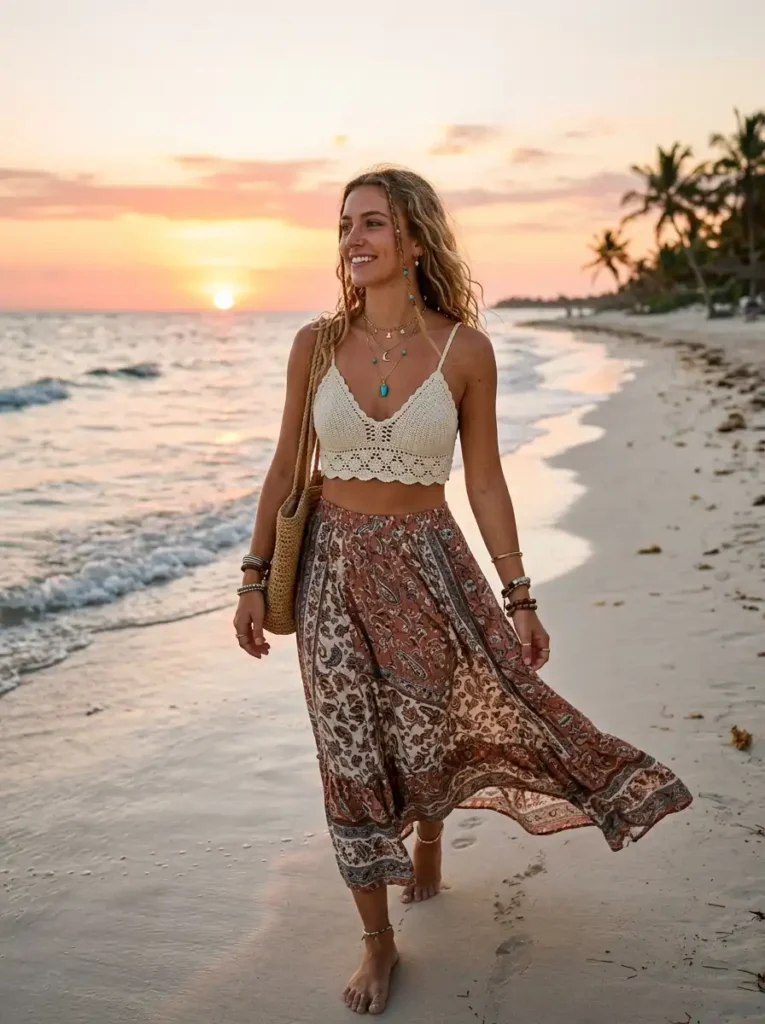 Crochet Bralette and Flowy Skirt