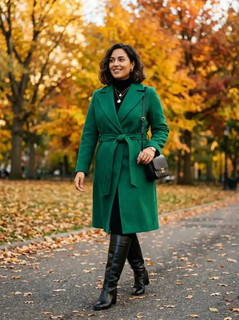 Emerald Green Wrap Coat