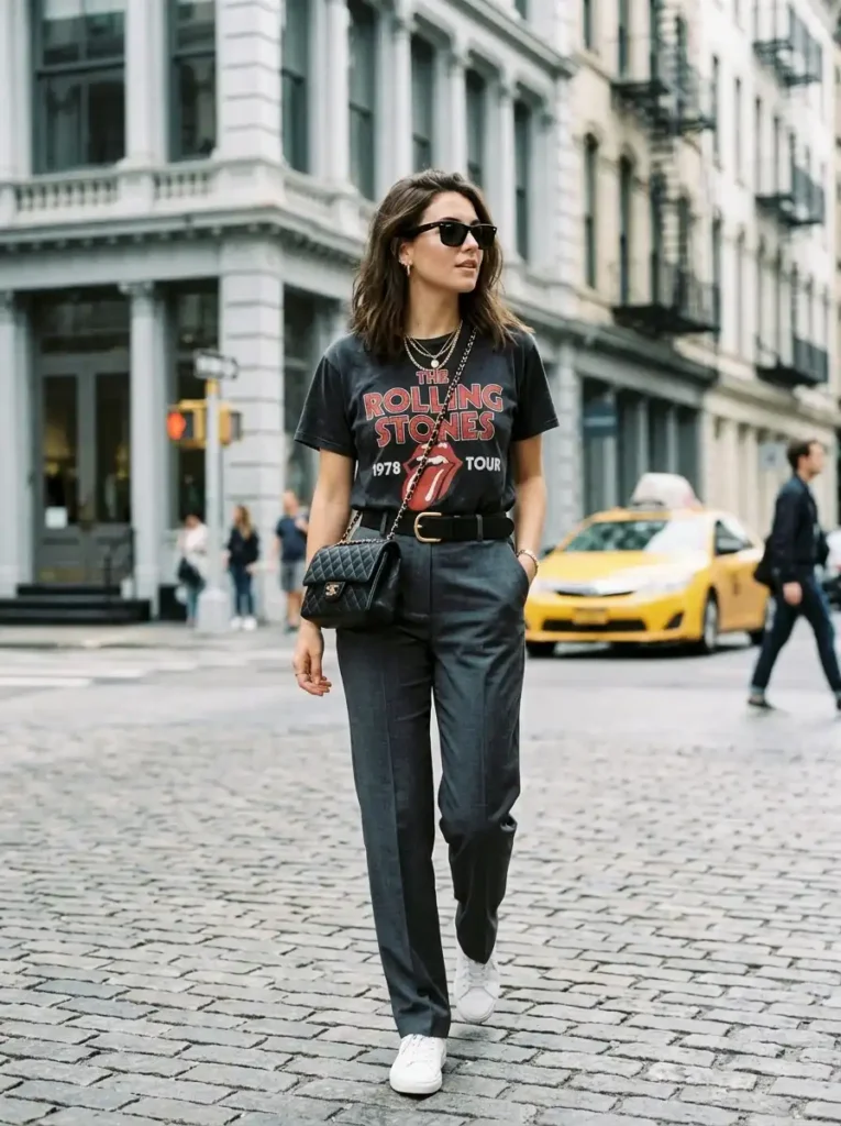 Graphic Tee and Tailored Trousers