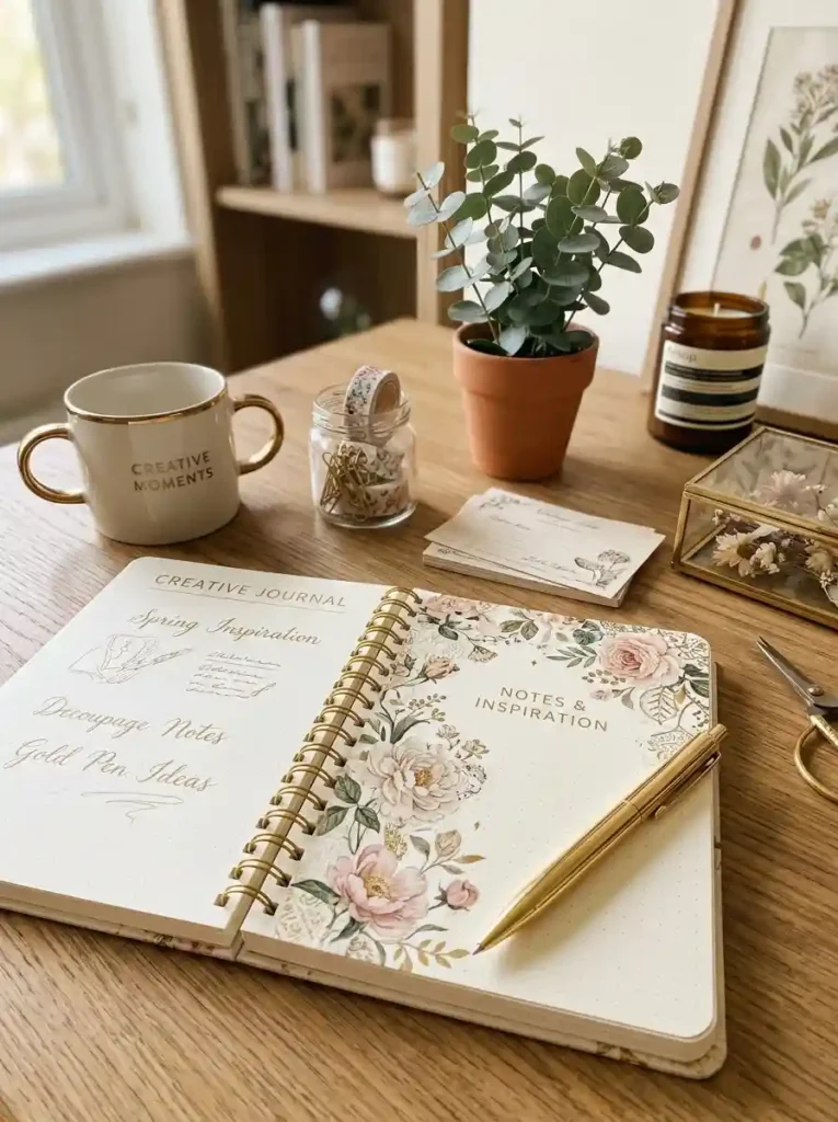 Faux Designer Decoupage Notebook Cover