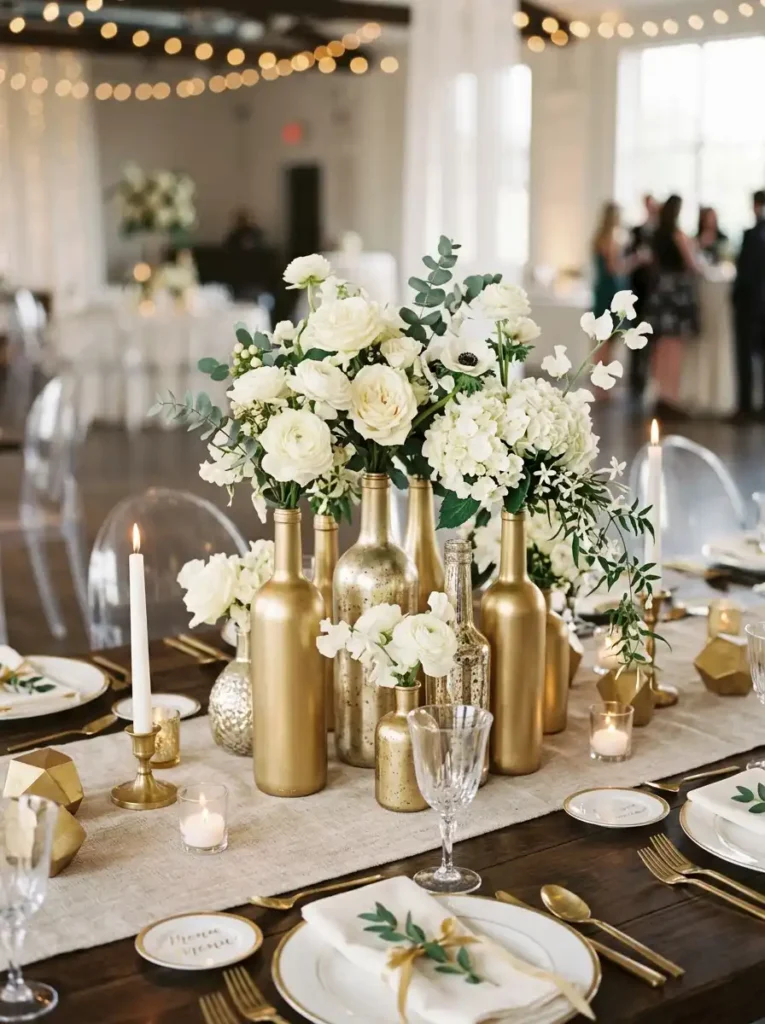 Gold Spray-Painted Bottles and Vases