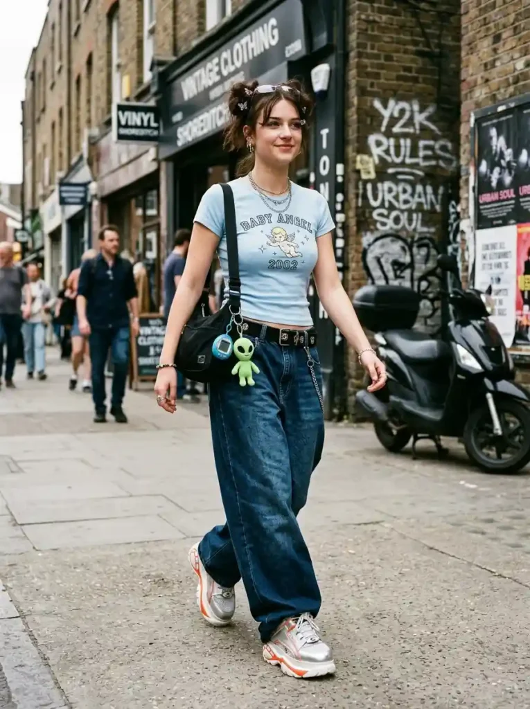 Graphic Baby Tee and Baggy Jeans