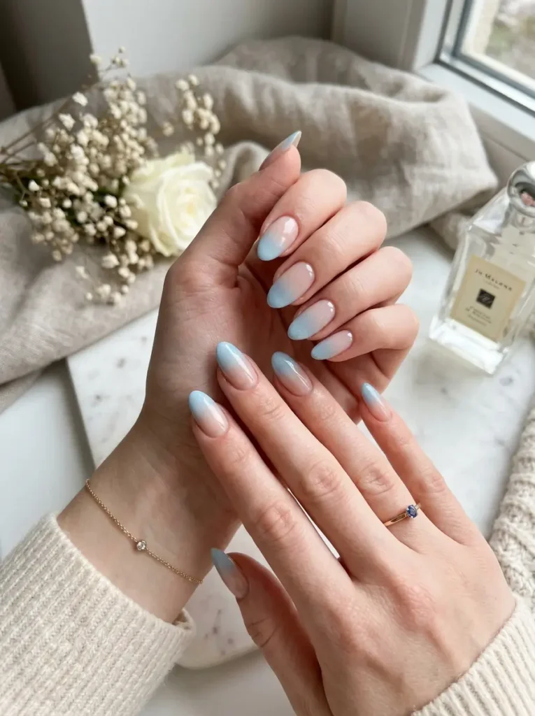 Ice Blue Ombre Nails