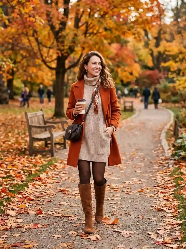 Sweater Dress with Knee-High Boots