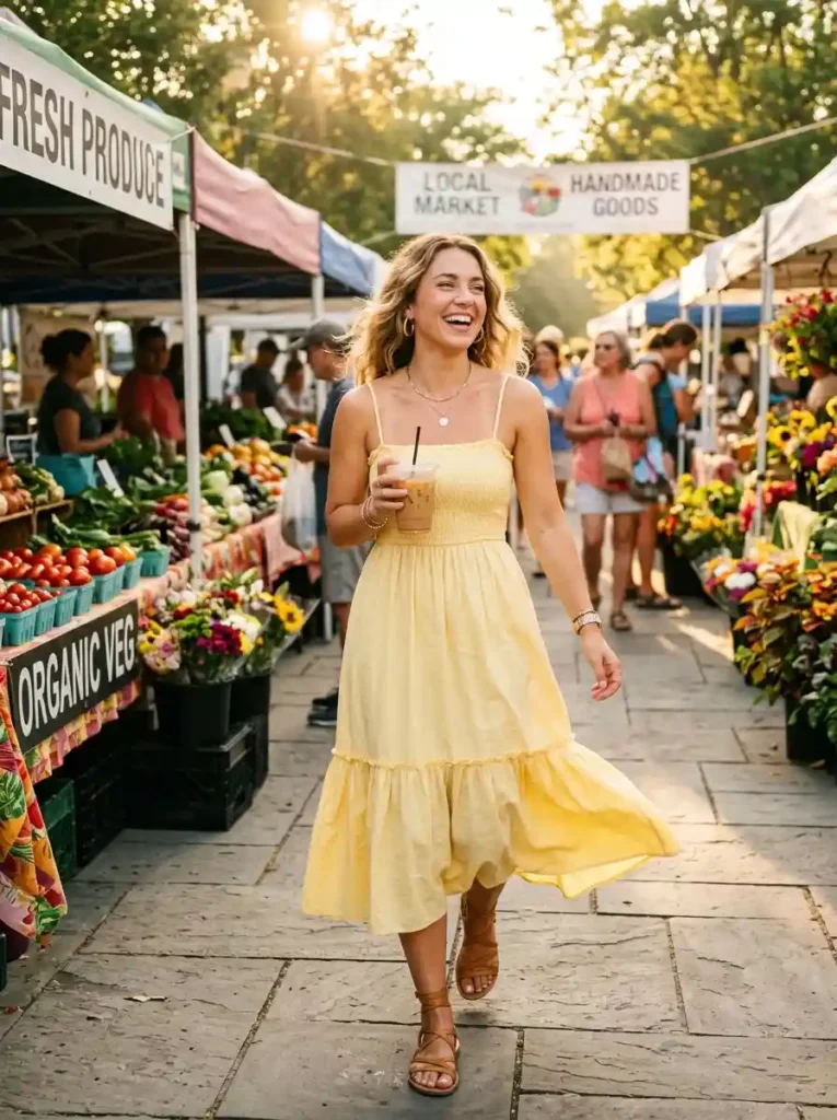 Ruffle-Hem Sundress in Butter Yellow