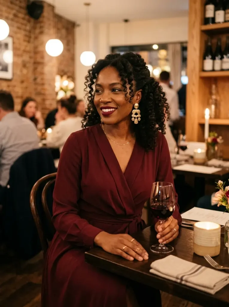 The Burgundy Wrap Midi Dress