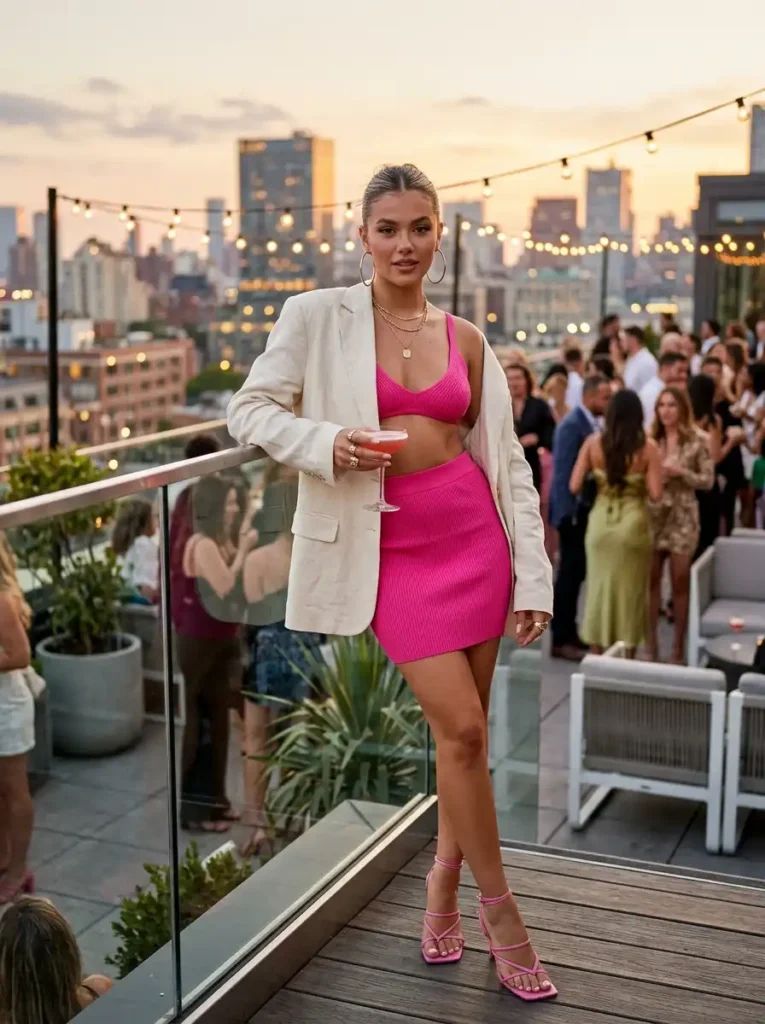 Hot Pink Mini + Oversized Blazer
