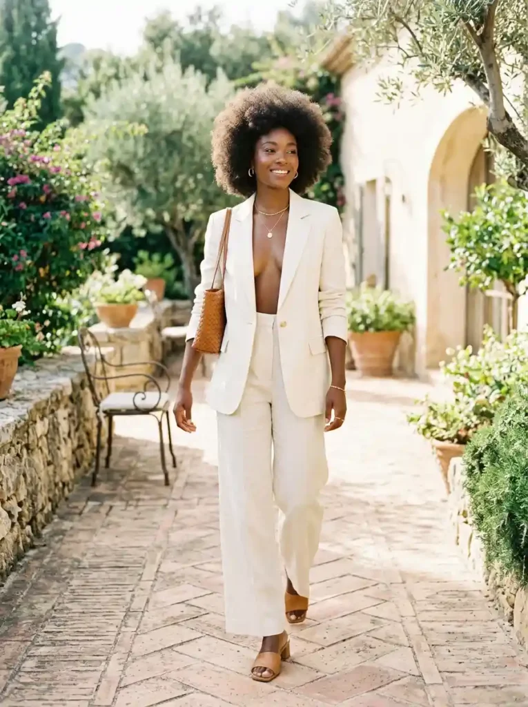 The Cream Linen Wide-Leg Suit