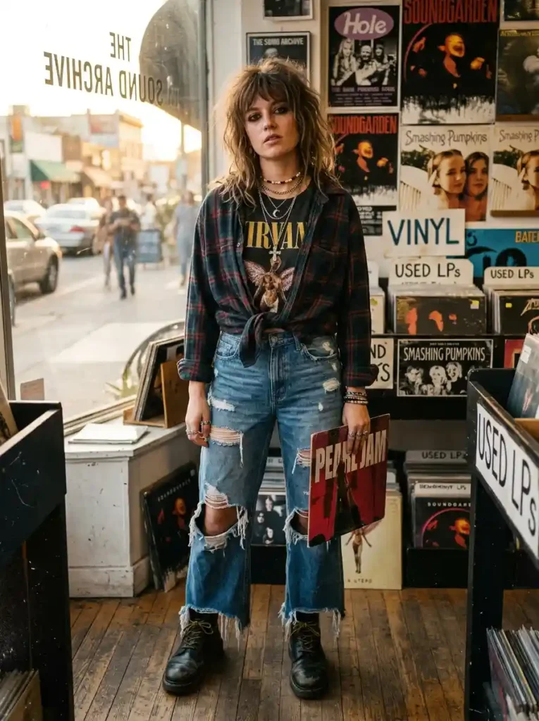 The Full Flannel-and-Boots Grunge Uniform