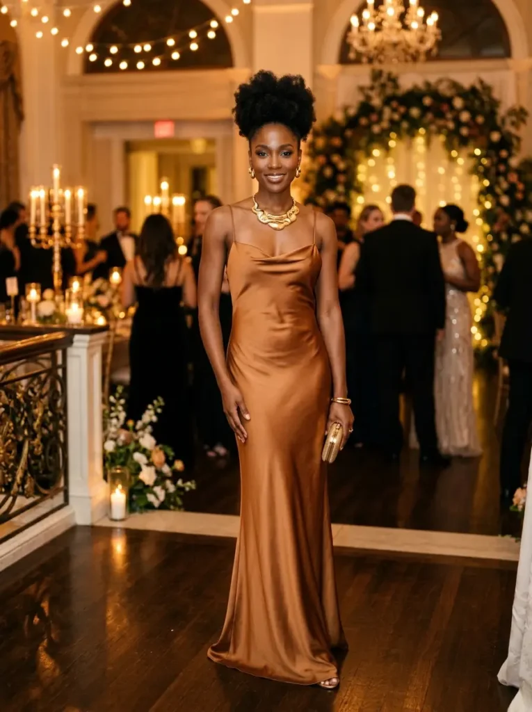 The Satin Slip Dress in Earth Tones