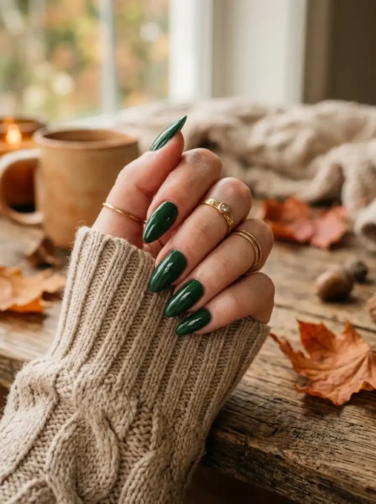 Deep Forest Green Gloss Nails