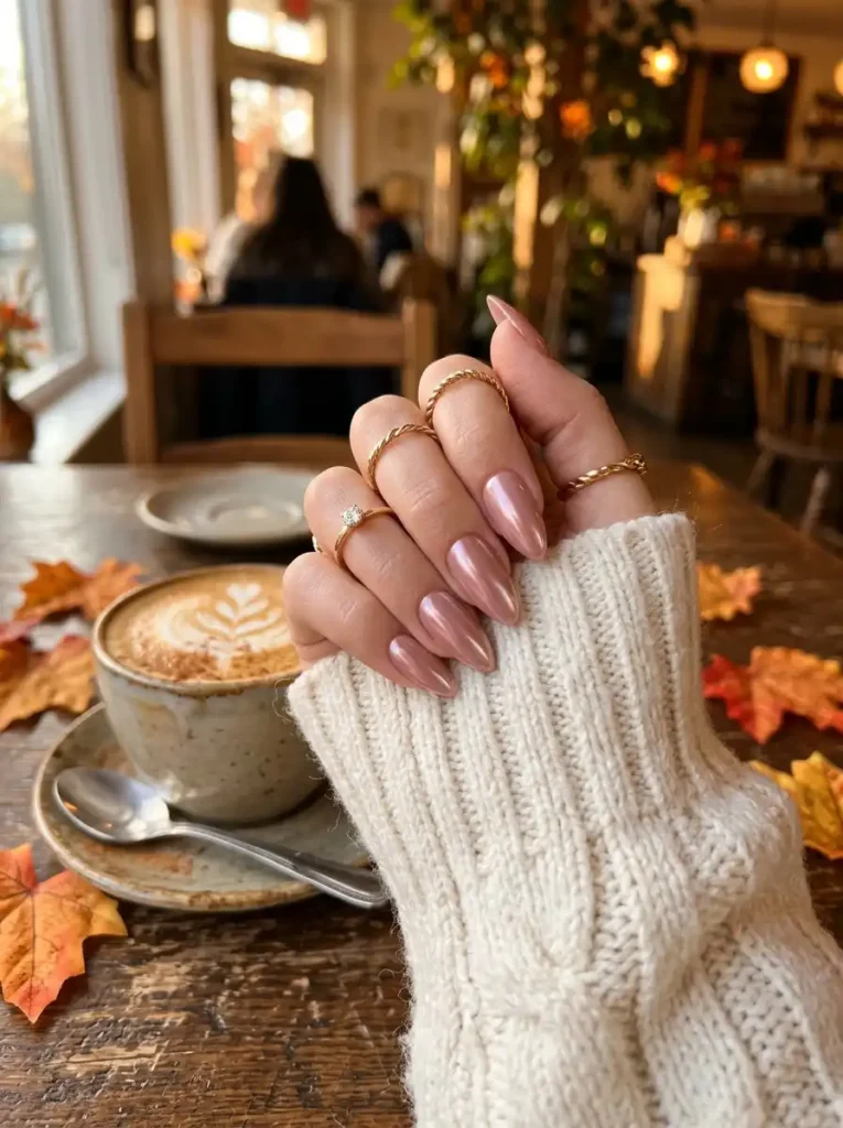 Dusty Rose Chrome Nails