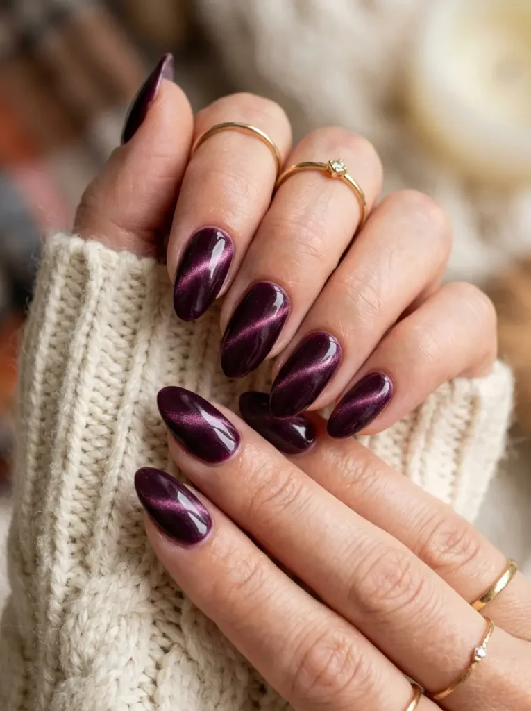  Deep Plum Velvet Nails