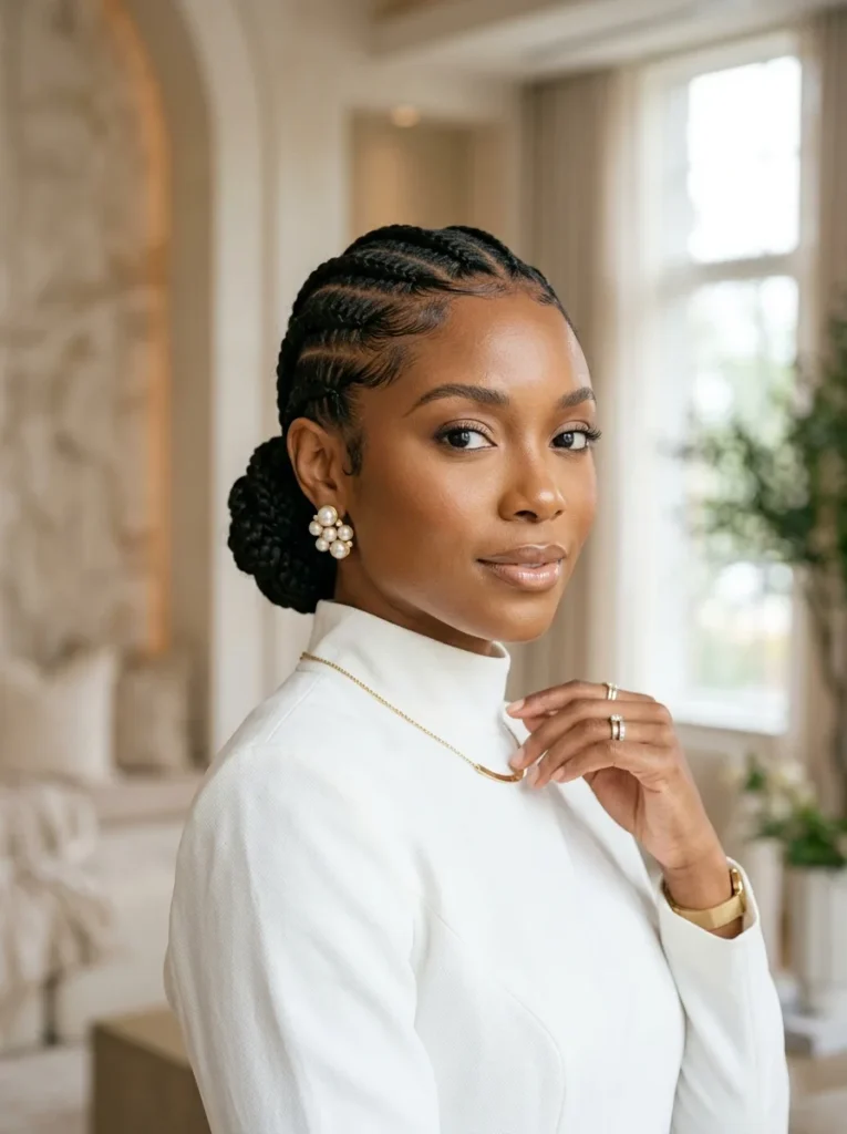  Sleek Braided Low Bun