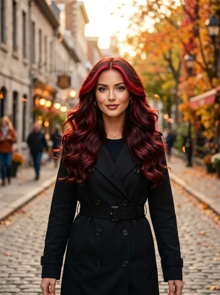 Cherry Cola with Face-Framing Highlights