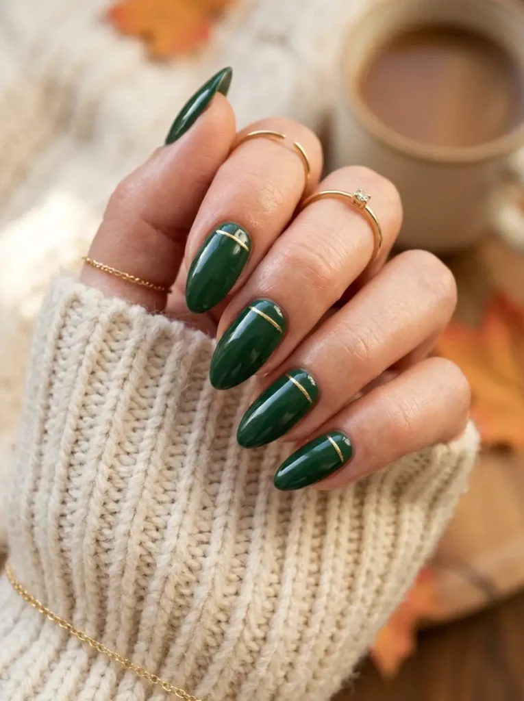  Forest Green Minimalist Nails