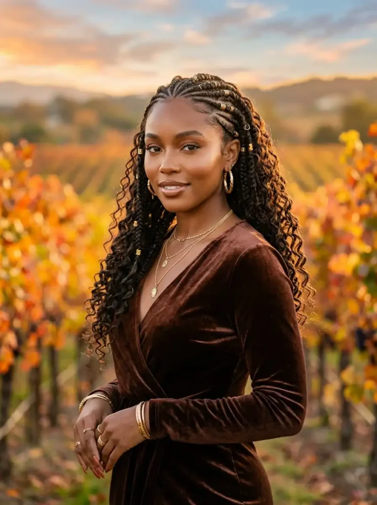 Goddess Braids with Loose Curls