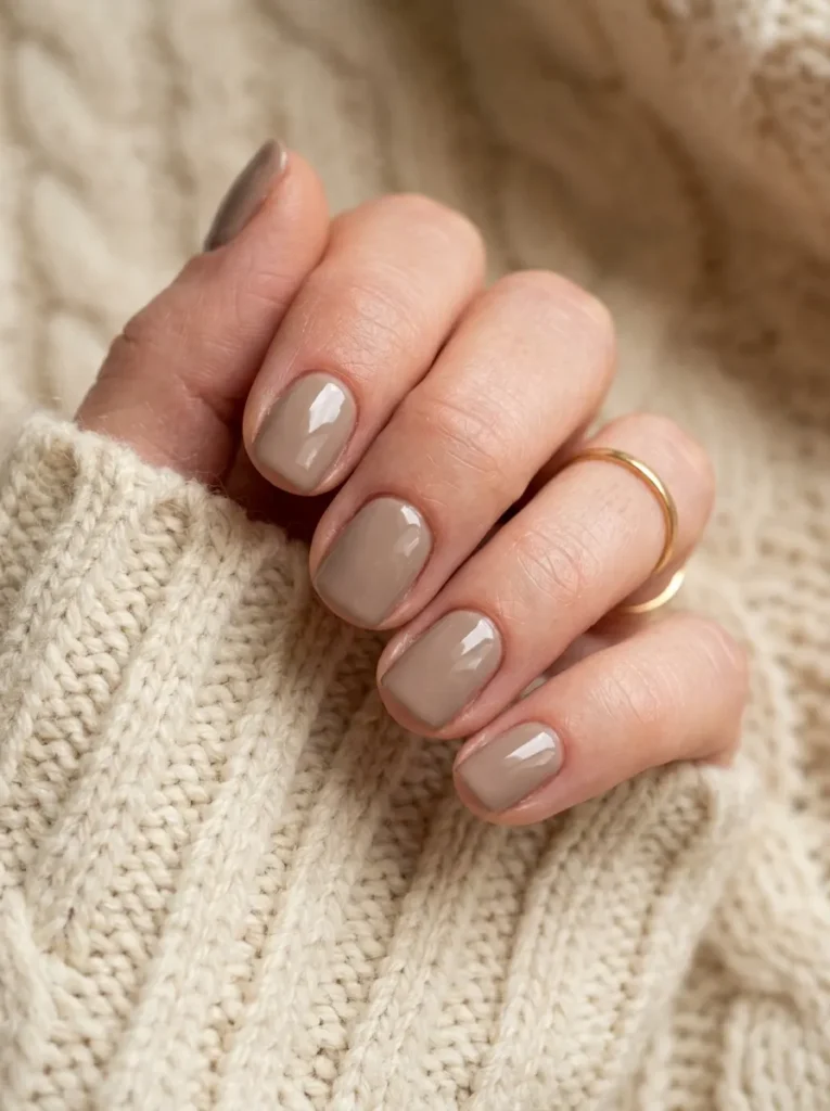 Taupe Brown Minimalist Nails