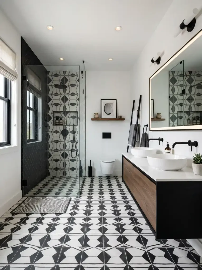 Black and White Contemporary Bathroom