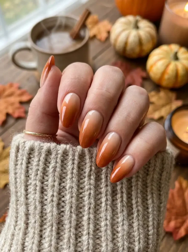 Pumpkin Spice Ombre Nails