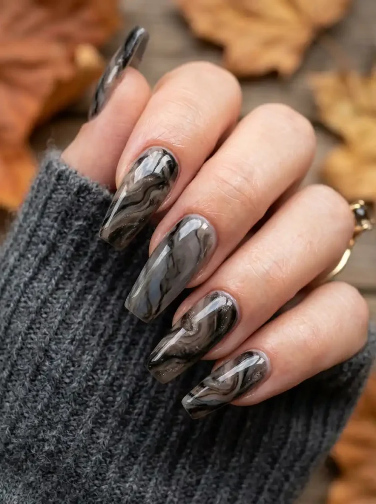 Smoky Quartz Marble Nails