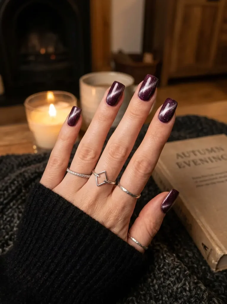 Deep Plum Velvet Nails