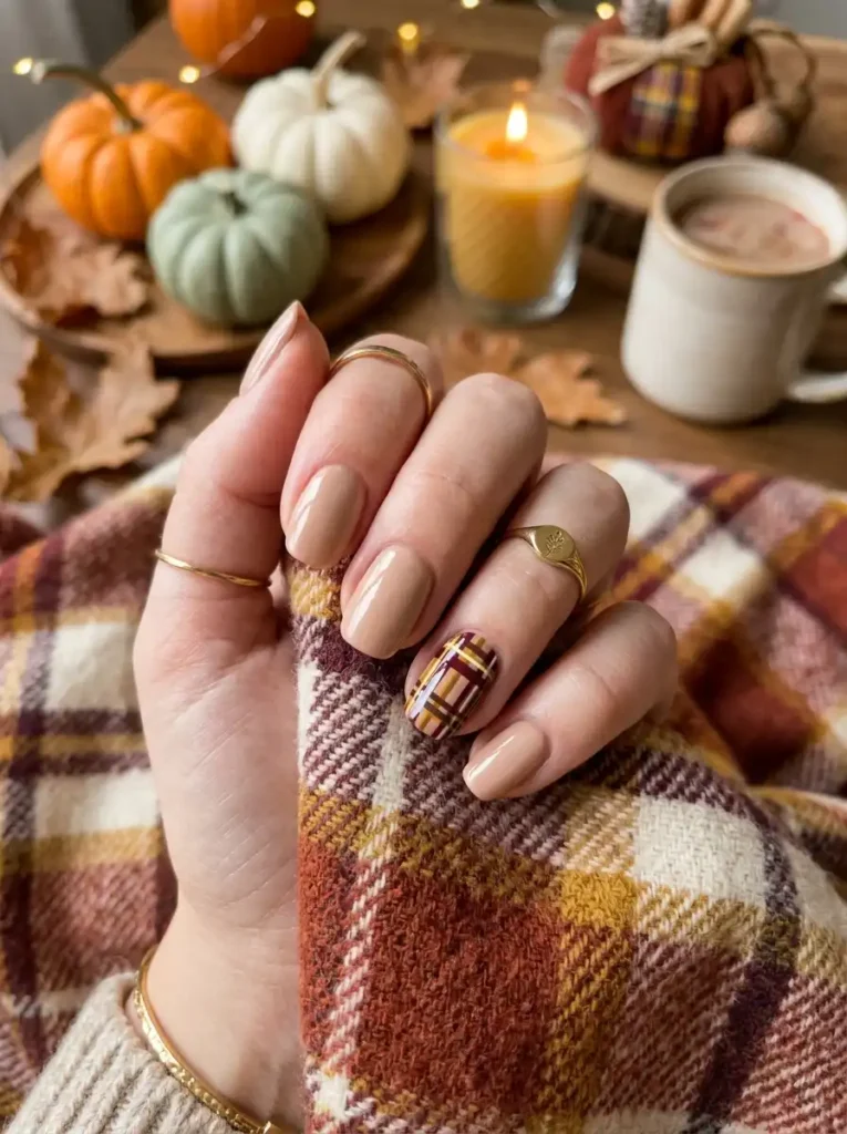 Plaid Accent Nails