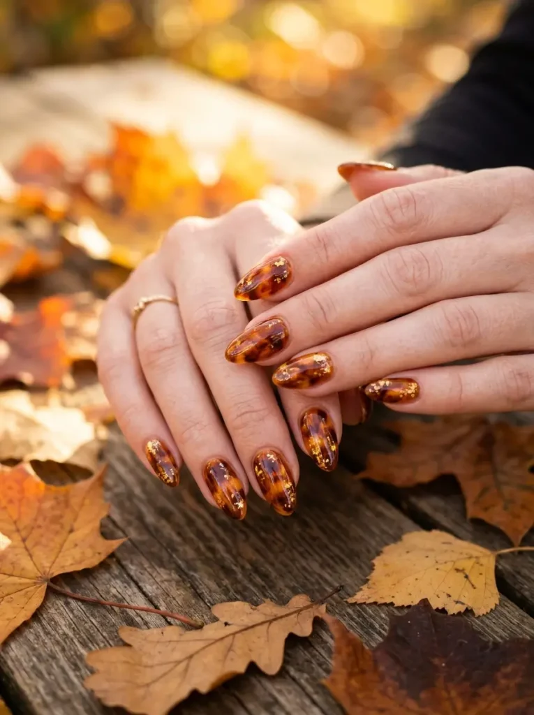 Amber Tortoiseshell Nails