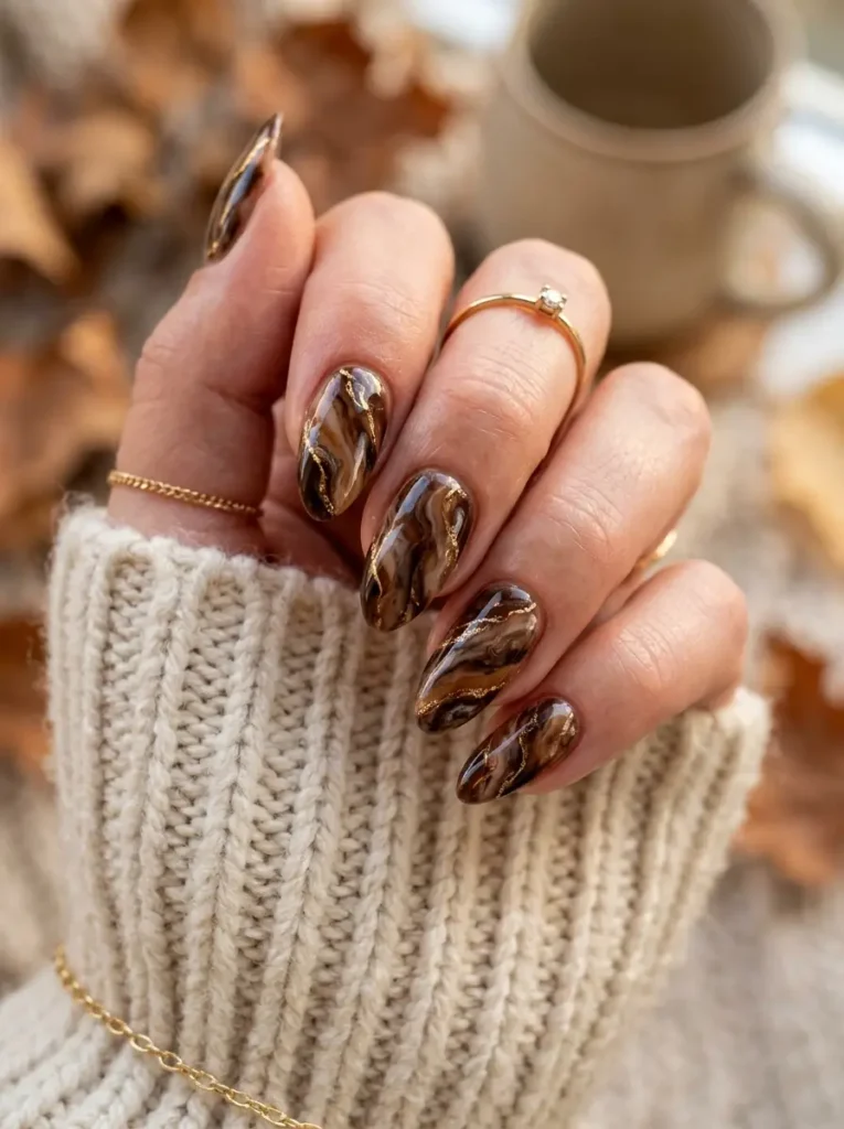 Brown Marble with Gold Veins
