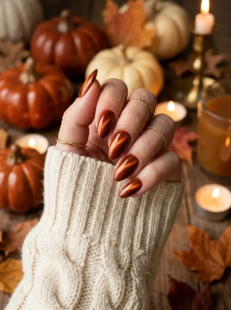 Burnt Orange Velvet Nails