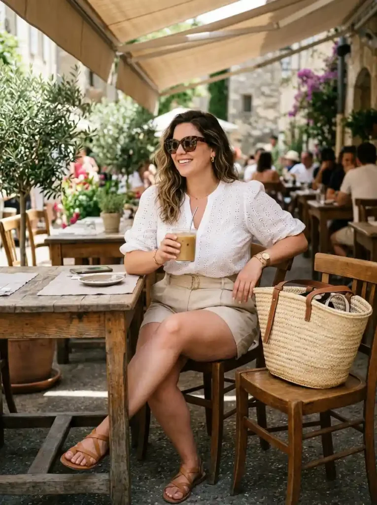  Eyelet Blouse + Tailored Shorts