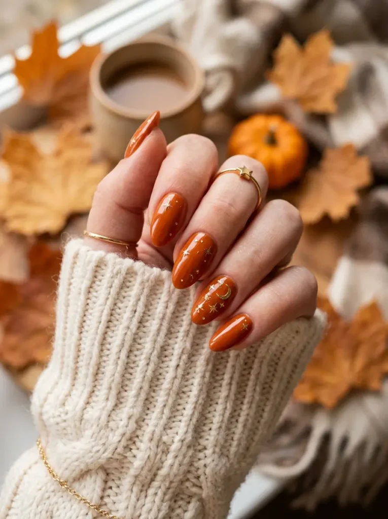 Short Square Orange Nails