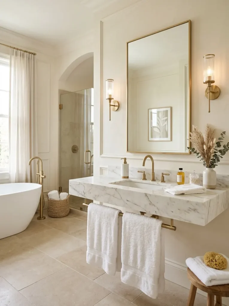 Soft Neutral Bathroom with Luxe Details
