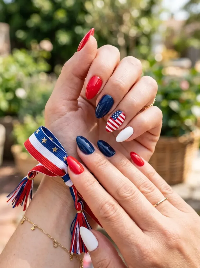  American Flag Accent Nails