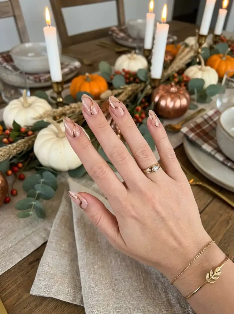Copper Foil Swirl Nails