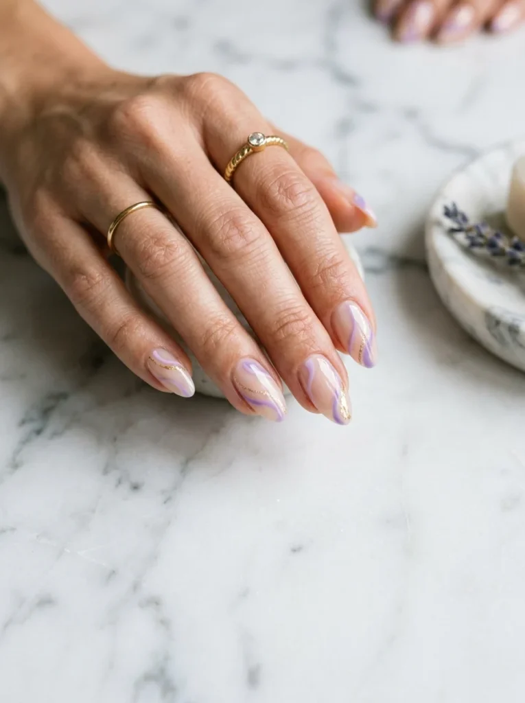 Minimalist Purple Swirl Nails