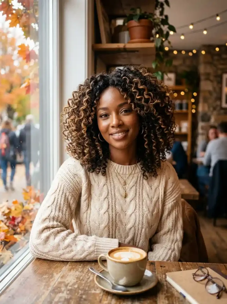 Layered Curly Wig with Warm Highlights