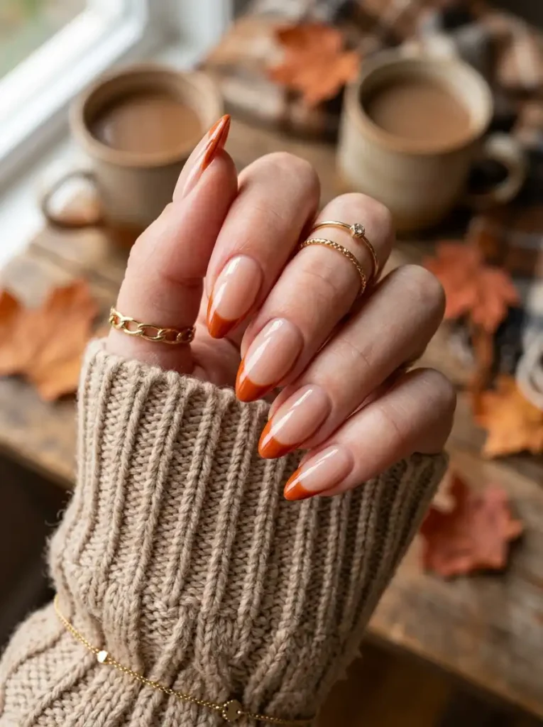  Burnt Orange French Tips