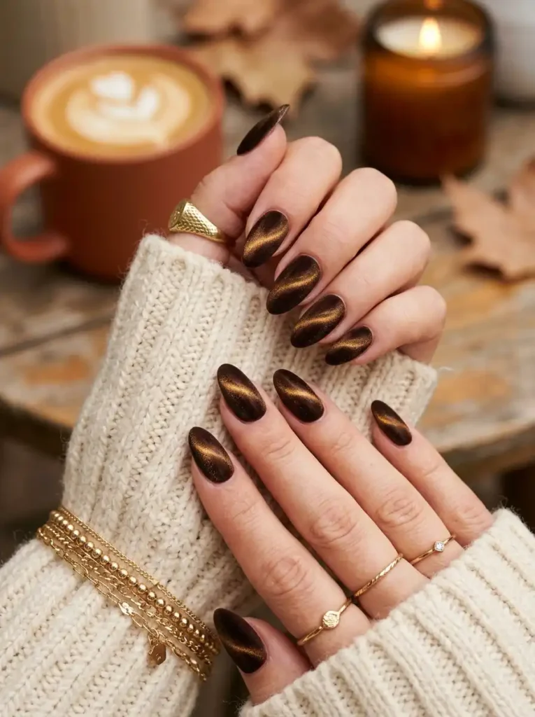 Espresso Brown Velvet Nails