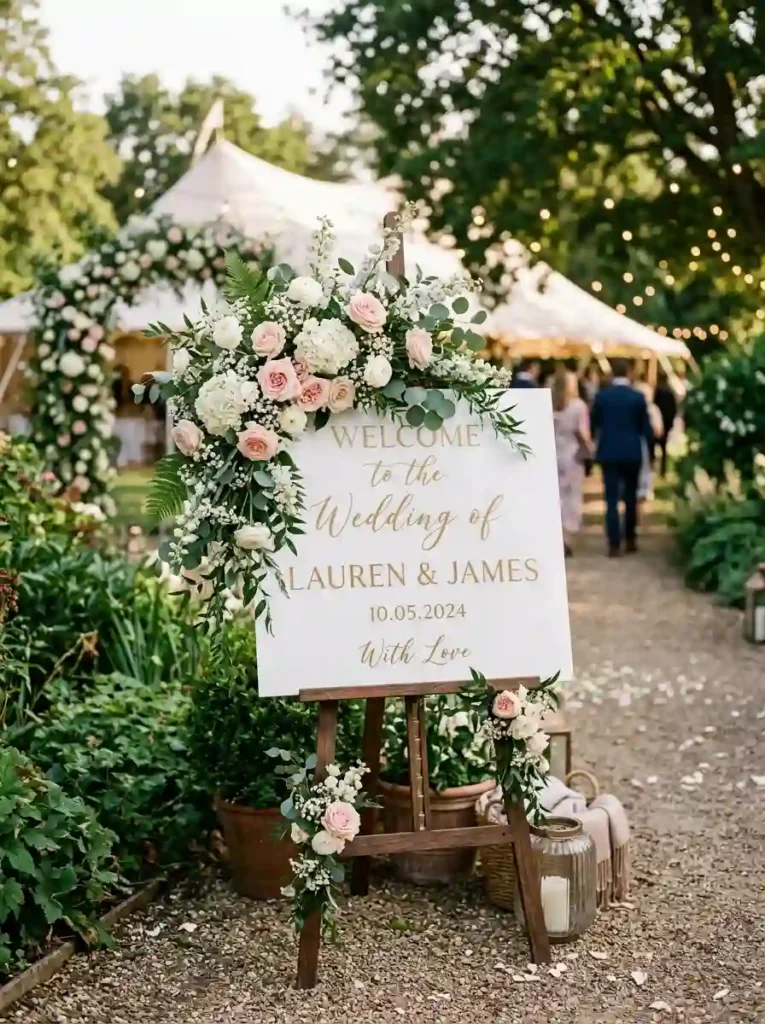 Floral Wedding Welcome Sign